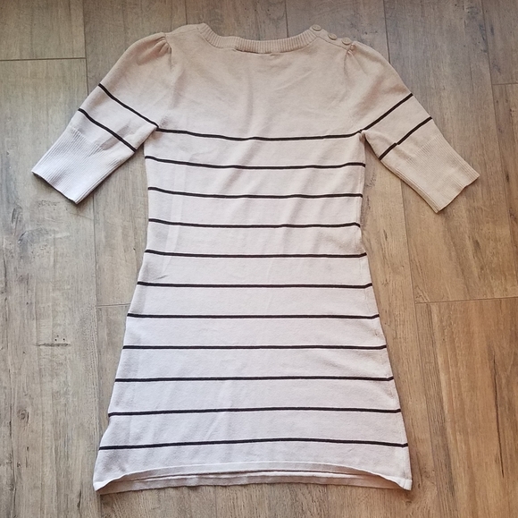 Brown striped button detail sweater dress tunic - Picture 7 of 8